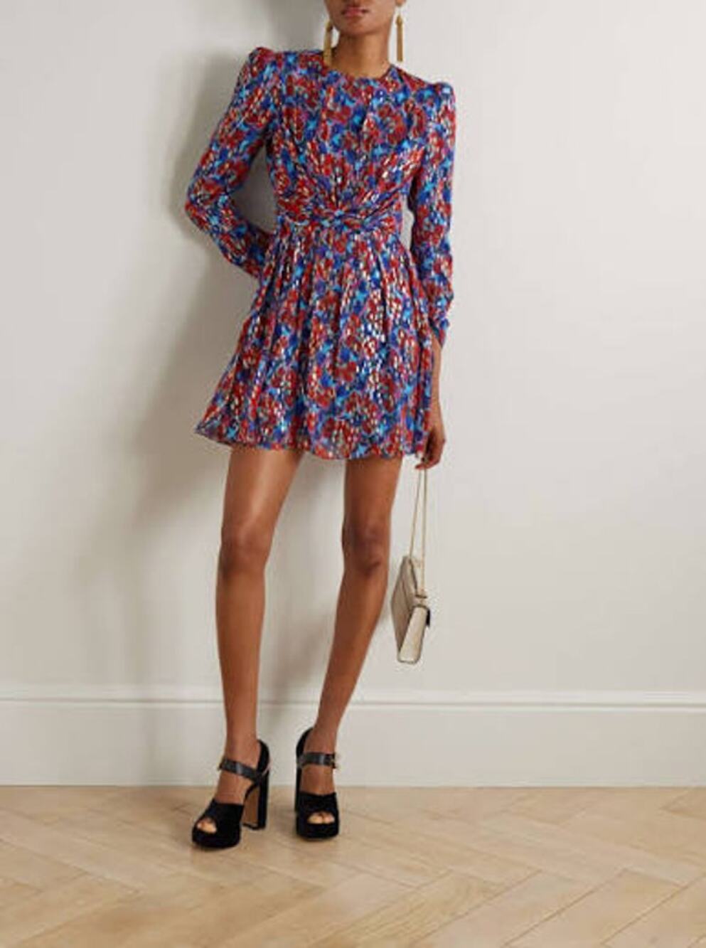 SALONI Blythe-B Mini Dress in Quail Sky Print 10 NEW Regency Office